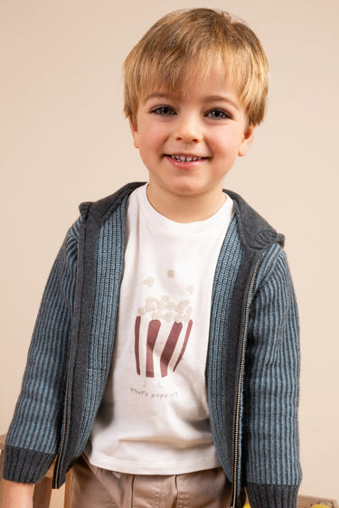 T-shirt Popcorn de menino em algodão