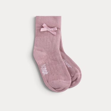 Ribbed mid-calf socks with bow