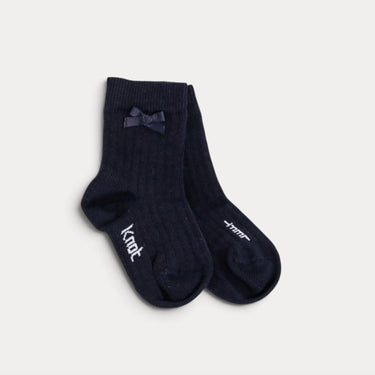 Ribbed mid-calf socks with bow