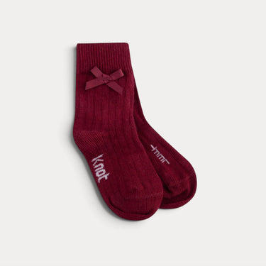Ribbed mid-calf socks with bow
