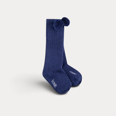 Knee-high socks with pompoms