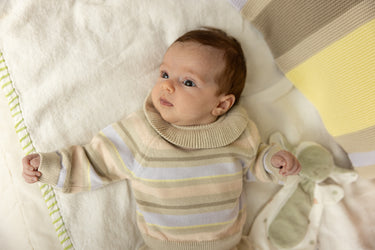 Camisola de malha Marshmallow stripes em algodão orgânico