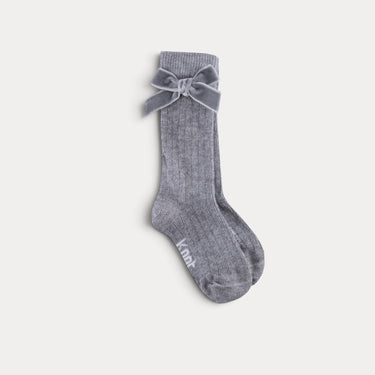 Ribbed knee-high socks with bow