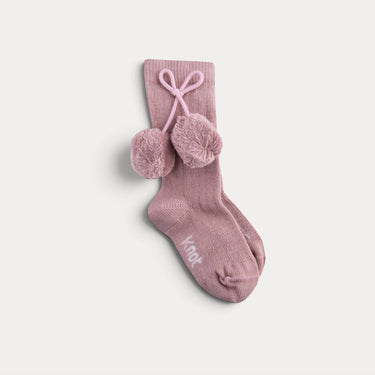 Knee-high socks with pompoms